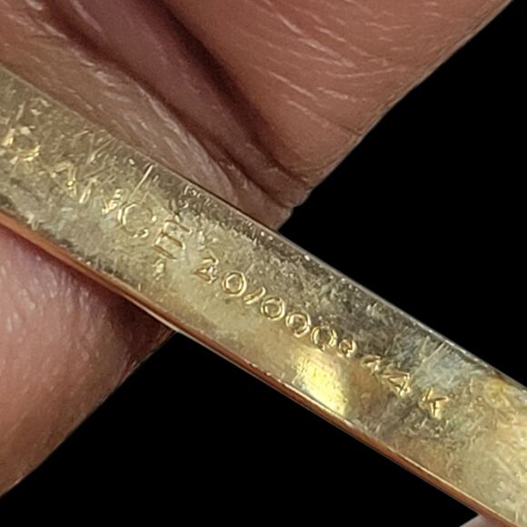 Frame France Heptagon 14K Eye Glasses Vintage Metal Wire Gold Stamped Eyeglasses - Picture 8 of 15